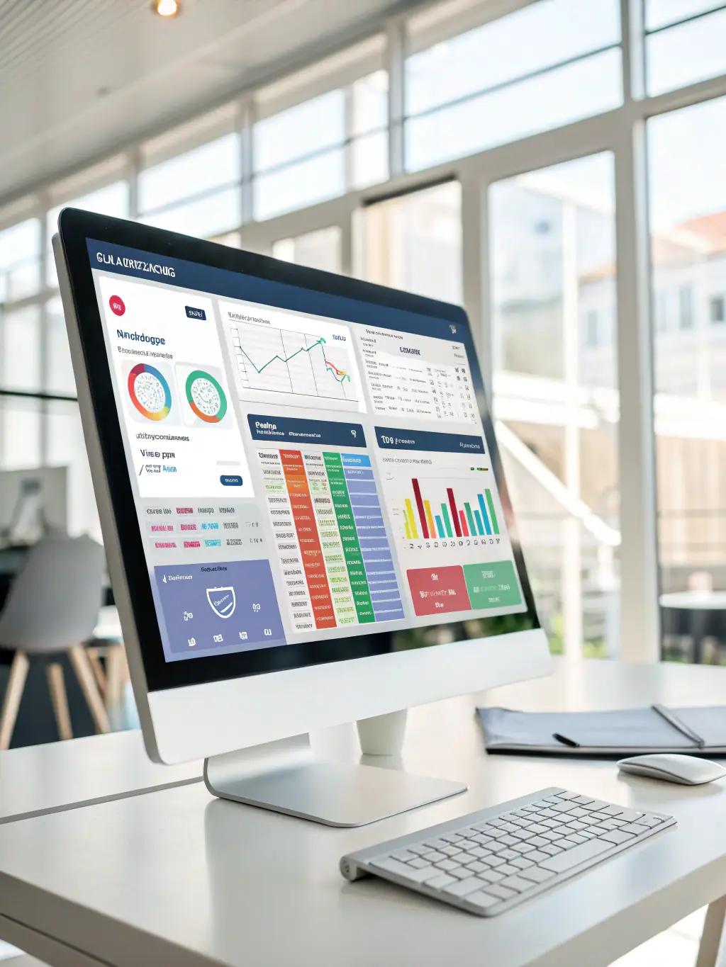 A professional, well-lit photograph of a CRM software dashboard, showcasing customer data and sales analytics, used to represent the CRM software category on TheSoftwareSavvy.
