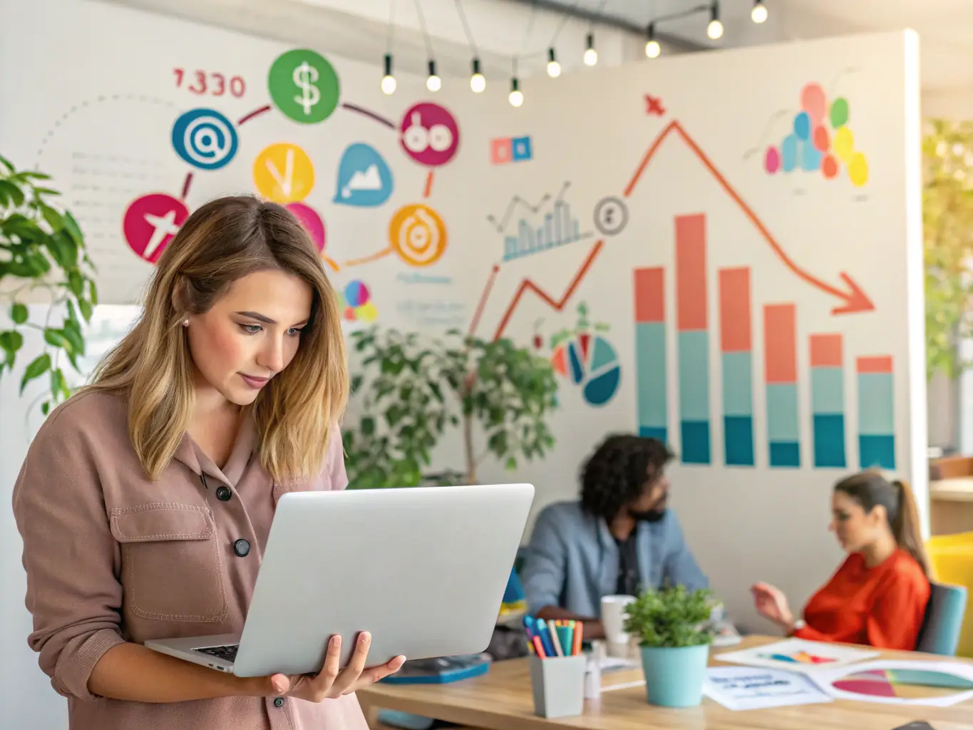 A marketing automation software dashboard showing email campaign performance, social media engagement metrics, and lead generation analytics.