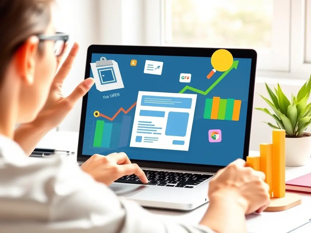 A marketer using email marketing software, designing an email campaign on a tablet in a creative workspace.
